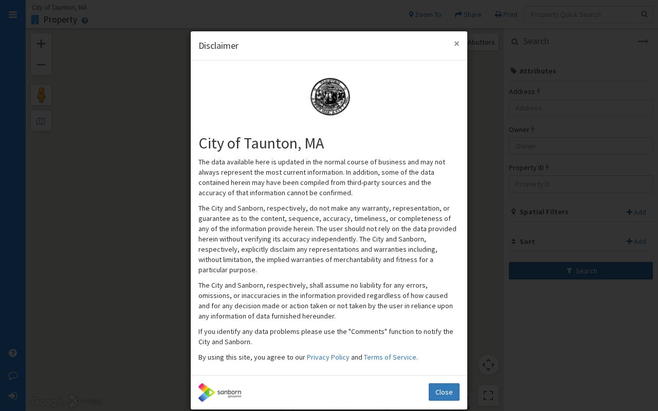 Taunton residents directory MapGeo parcel search