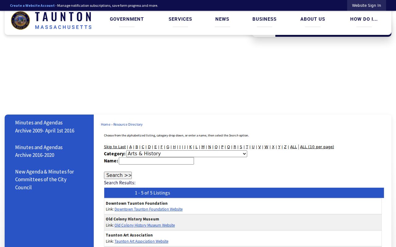 Taunton neighbors resource directory search