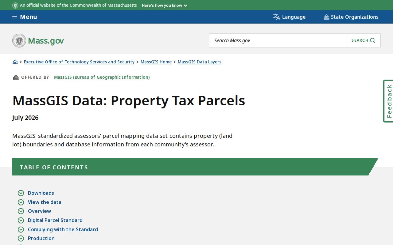 Taunton street-directory MassGIS property-tax parcel data